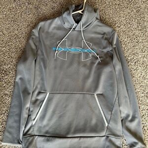 Under Armour Gray Hoodie with Teal Logo Stripe